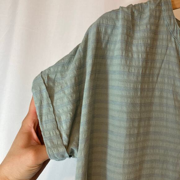 Sonoma Light Teal Green Blue Button Front V-Neck Short Dolman Sleeve Mini Dress - Picture 7 of 11